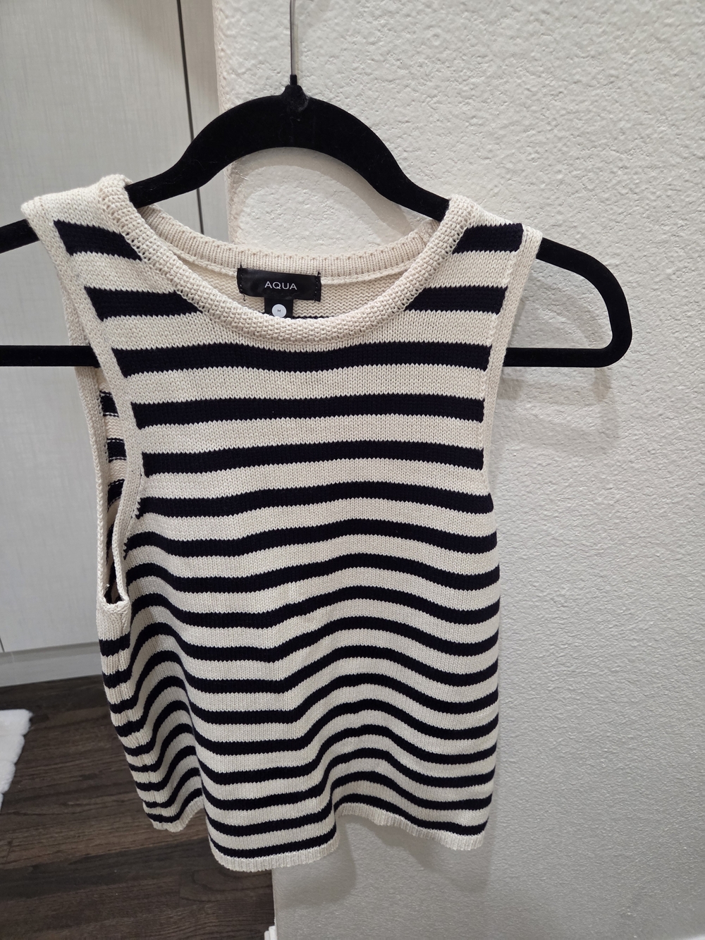 NWT AQUA Striped Knit Tank Top in Cream and Black
